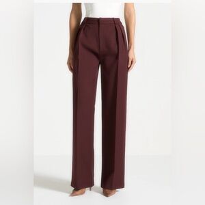 Manière De Voir | Julie - Tailored Twin Pleat Trousers - Wine Red | Size: US 2